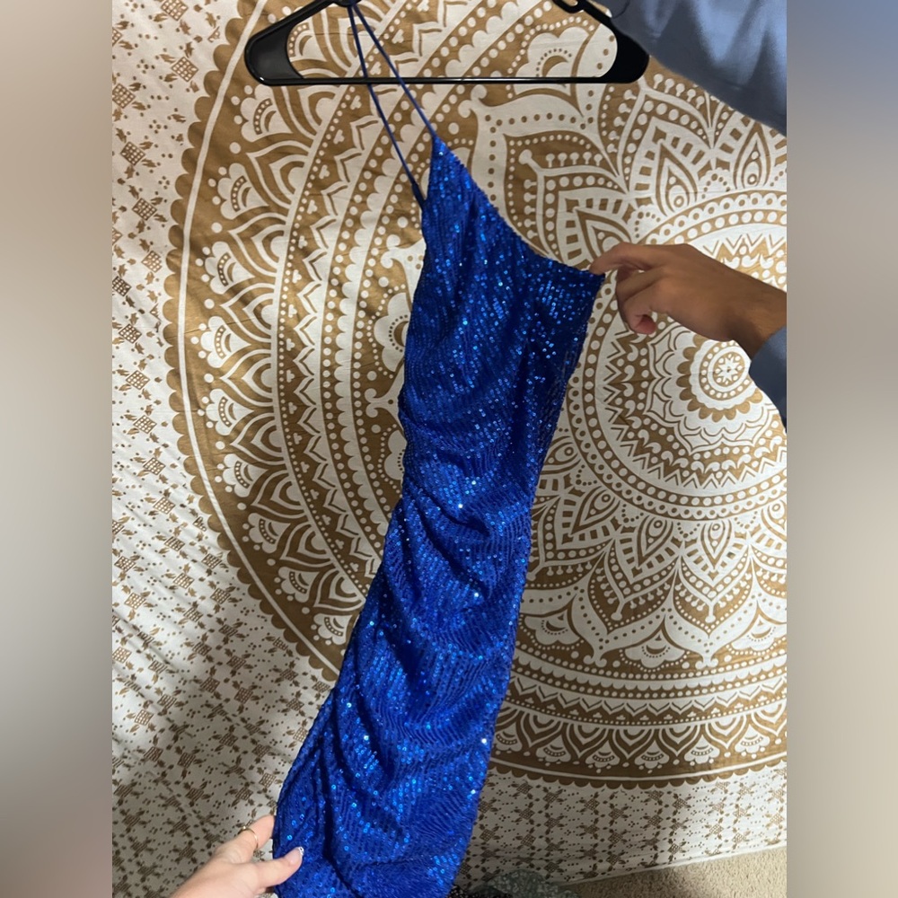 Blue sparkle dress- one strap- Lucy in the Sky